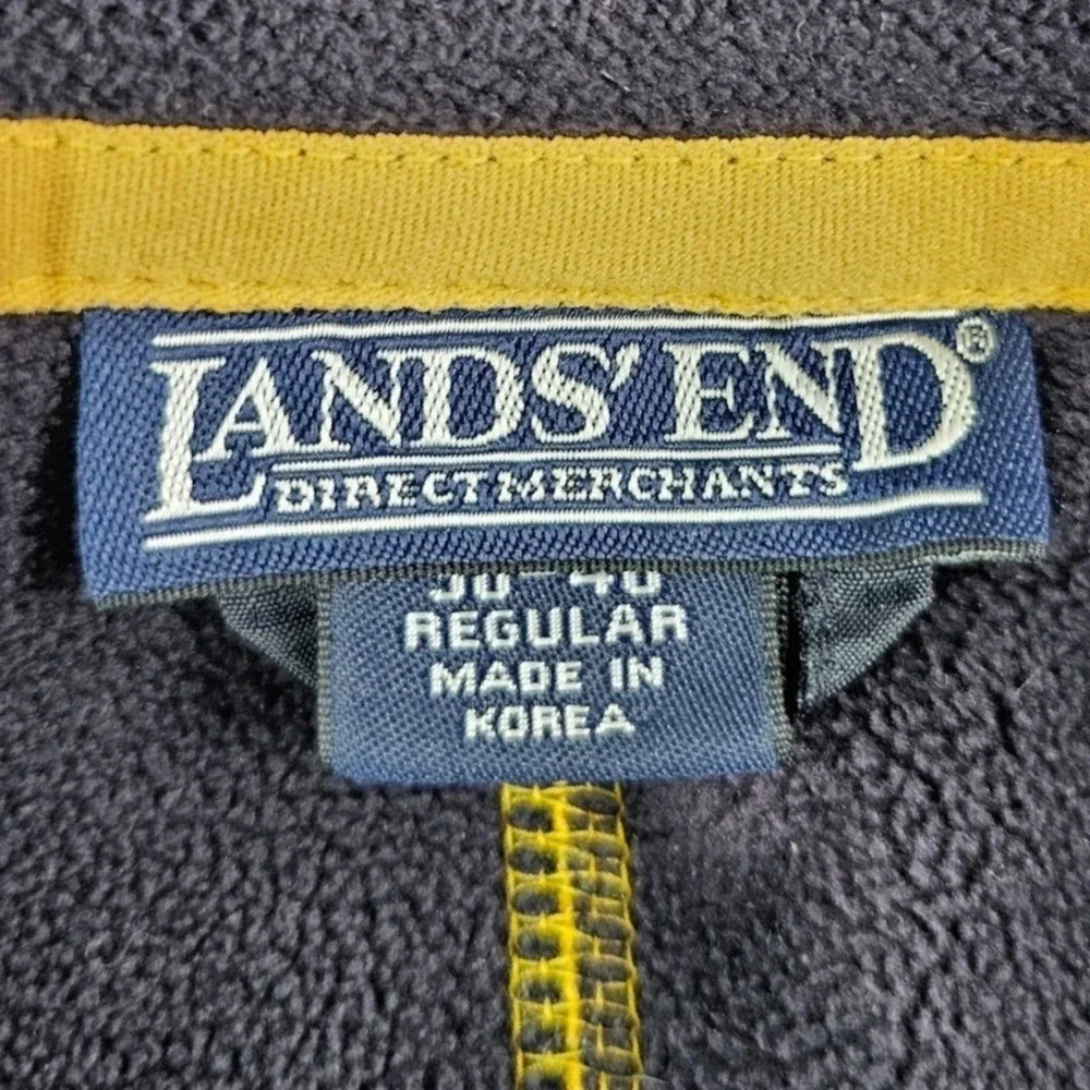 Lands' End Fleece Jacket Mens L Yellow Full Zip Mock Neck Outdoor‎ Casual